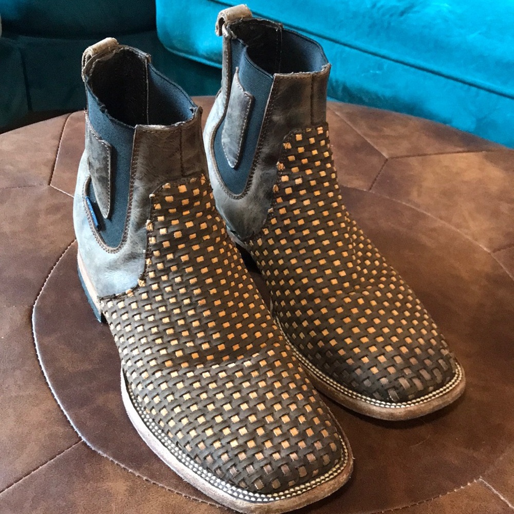 Rock'Em Western Square Toe Petatillo (Woven) Ankle Boots